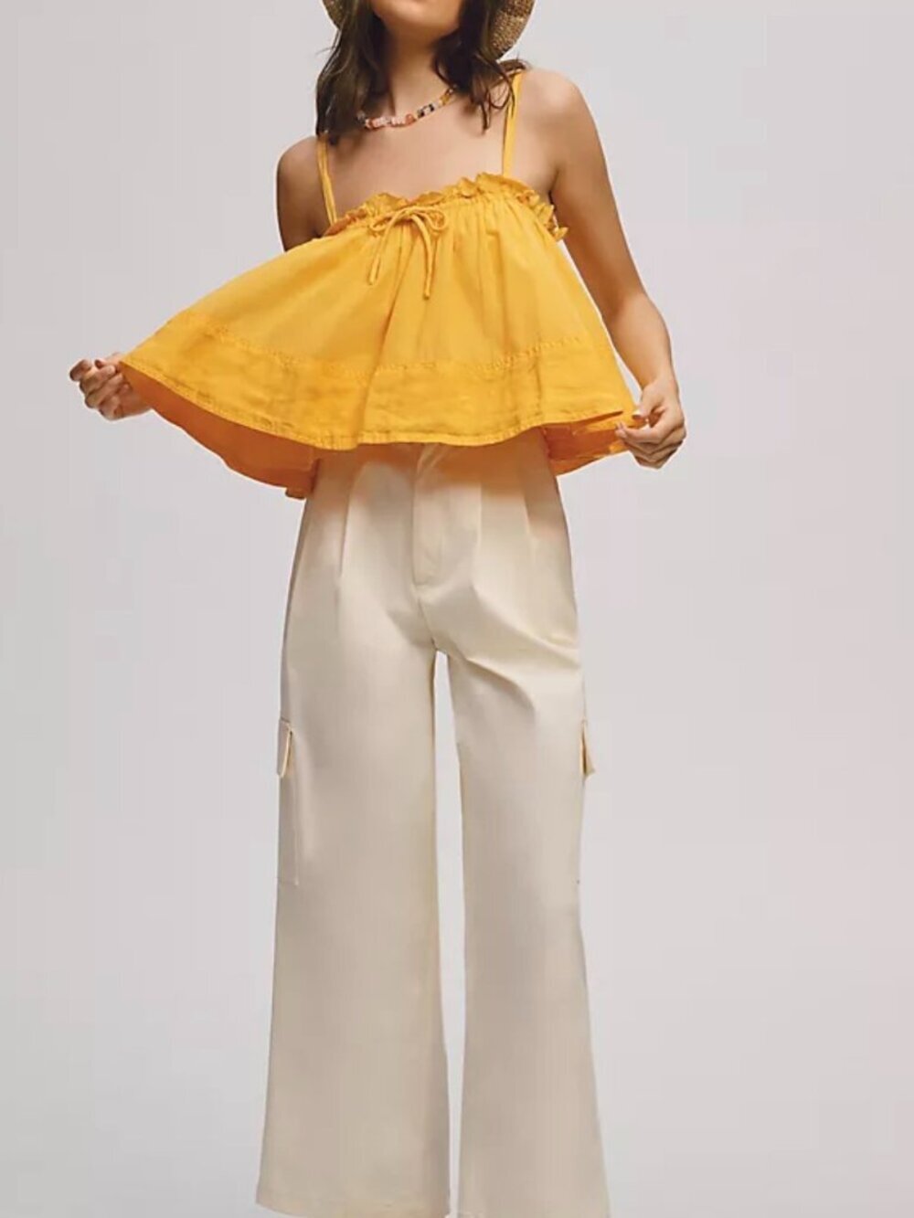 Anthropologie Pilcro Flowy Tank Top Ruffles and Ties  Size S